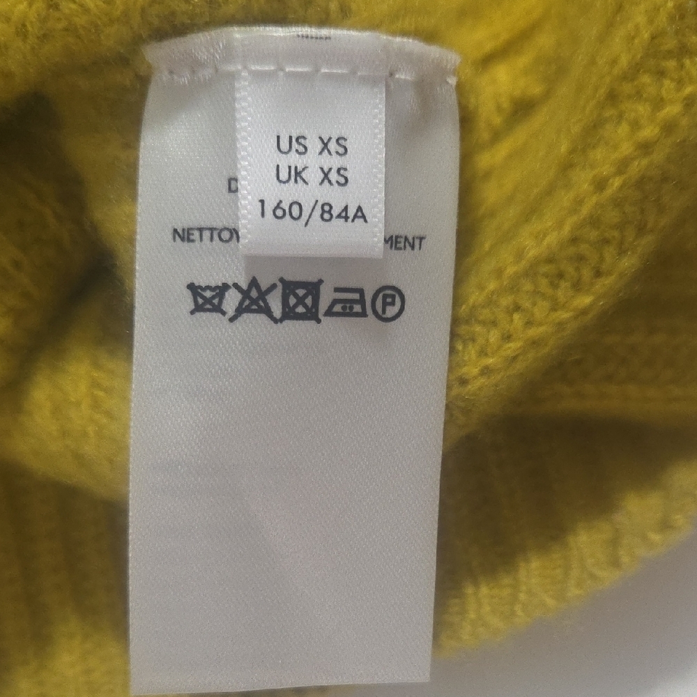 Anthropologie 100% Cashmere Sleeveless Turtleneck Sweater XS Yellow Cropped - Picture 7 of 9